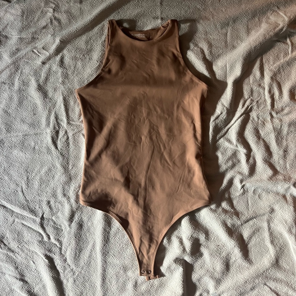 nude high neck thong back bodysuit